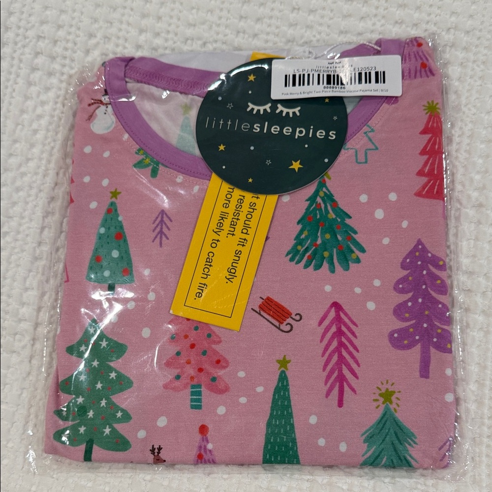 Little Sleepies Festive Pink and Green Pajama Top